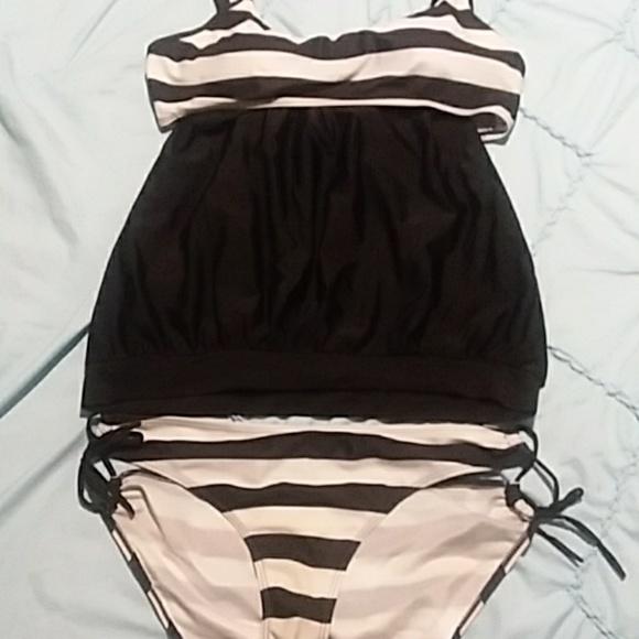Other - Brand New! Black/White stripped takini!